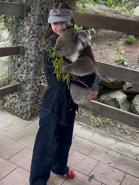 「アイテム（サンバイザー）」を使った、丸顔日本代表さん（レディース・154cm）の秋コーディネート