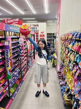 「アイテム（スウェットパンツ）」を使った、丸顔日本代表さん（レディース・154cm）の秋コーディネート