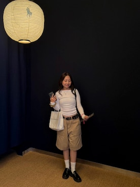 「GAP（ギャップ）のアイテム」を使った、丸顔日本代表さん（レディース・154cm）の秋コーディネート