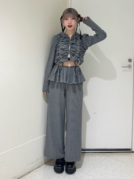 「jouetie（ジュエティ）のギャザージップフーディ【セットアップ対応】（その他トップス、ブルー系）」を使った、SAKURAKOさん（レディース・161cm）の春コーディネート