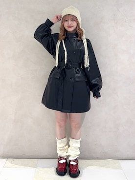 「アイテム（ライダースジャケット）」を使った、SAKURAKOさん（レディース・161cm）の秋コーディネート