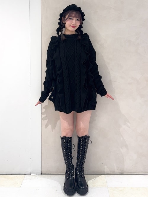 フリルケーブルニットチュニック（ニット/セーター）｜jouetie