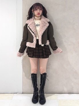 「ファーコート」｜「アイテム（その他アウター）」を使った、SAKURAKOさん（レディース・161cm）の秋コーディネート