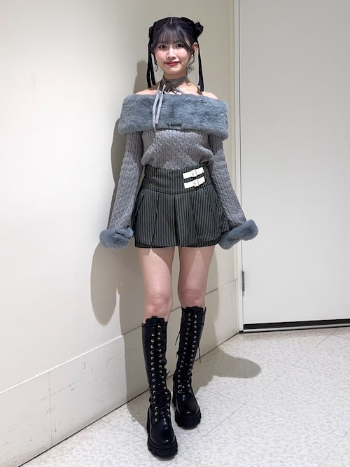 joutie ストレッチレースアップロングブーツ 厚底 セール】ストレッチレースアップロングブーツ 厚底 靴 秋服（ブーツ