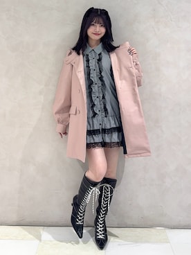 「アイテム（ライダースジャケット）」を使った、SAKURAKOさん（レディース・161cm）の秋コーディネート