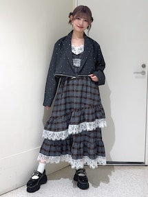 ラインストーンテーラードジャケット【セットアップ対応】｜ジュエティ