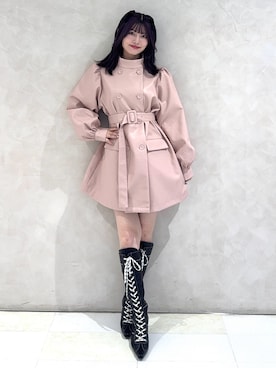 「アイテム（ライダースジャケット）」を使った、SAKURAKOさん（レディース・161cm）の秋コーディネート