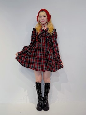 「jouetie（ジュエティ）のストレッチレースアップロングブーツ（その他シューズ、ブラック系）」を使った、SAKURAKOさん（レディース・161cm）の夏コーディネート