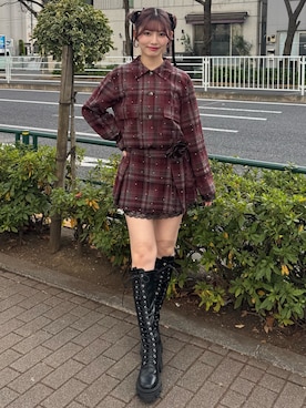 「アイテム（セットアップ）」を使った、SAKURAKOさん（レディース・161cm）の冬コーディネート