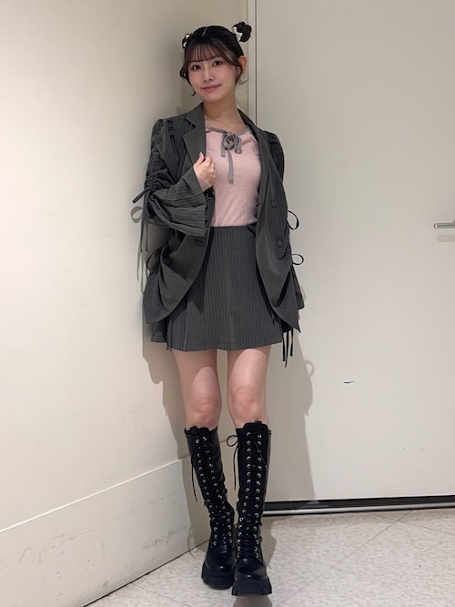 ギャザーリボンジャケットミニワンピース【セットアップ対応】 春服