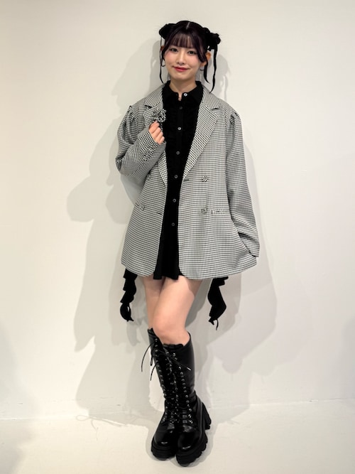 セール】ストレッチレースアップロングブーツ 厚底 靴 冬服（ブーツ