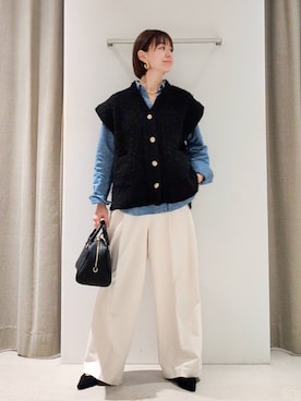 「BARNYARDSTORM（バンヤードストーム）のBARNYARDSTORM / マシュマロワイドパンツ【撥水・セットアップ対応】（スラックス）」を使った、yoshikuttya0213さん（レディース・164cm）の秋コーディネート