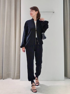 「BARNYARDSTORM（バンヤードストーム）のBARNYARDSTORM /  ダブルクロスブルゾン（ブルゾン、ブラック系）」を使った、yoshikuttya0213さん（レディース）の春コーディネート