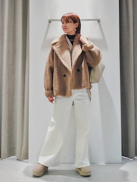 「ウエストゴム」｜「アイテム（ピーコート）」を使った、yoshikuttya0213さん（レディース・164cm）の秋コーディネート