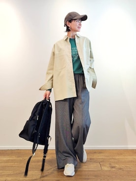 「ウエストゴム」｜「アイテム（帽子）」を使った、yoshikuttya0213さん（レディース・164cm）の秋コーディネート