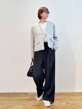 「ウエストゴム」｜「アイテム（アクセサリー）」を使った、yoshikuttya0213さん（レディース・164cm）の冬コーディネート