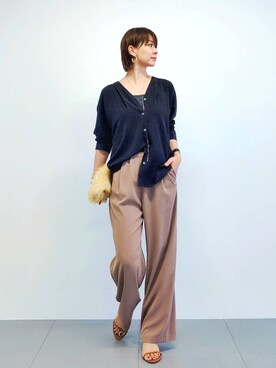 「アイテム（スラックス、イエロー系）」を使った、yoshikuttya0213さん（レディース・164cm）の夏コーディネート