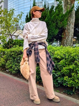 「BARNYARDSTORM（バンヤードストーム）のBARNYARDSTORM / ウォームストレッチチノパンツ / マシンウォッシャブル（チノパンツ）」を使った、yoshikuttya0213さん（レディース・164cm）の秋コーディネート