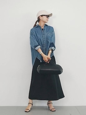 「メガネ」｜「アイテム（デニムジャケット）」を使った、yoshikuttya0213さん（レディース・164cm）の夏コーディネート