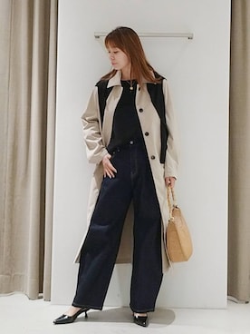 「女子会」｜「アイテム（ステンカラーコート）」を使った、yoshikuttya0213さん（レディース・164cm）の冬コーディネート