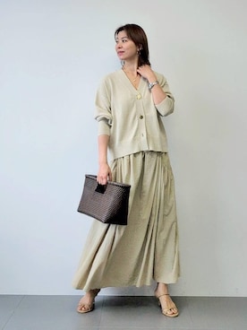 「BARNYARDSTORM（バンヤードストーム）のBARNYARDSTORM / 2WAYワイドシルエットカーディガン / ハンドウォッシャブル（カーディガン/ボレロ、ホワイト系）」を使った、yoshikuttya0213さん（レディース）の春コーディネート