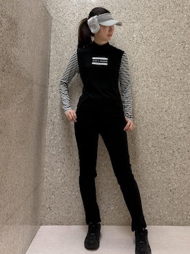 「アイテム（サンバイザー）」を使った、YRYRさん（レディース・170cm）の秋コーディネート