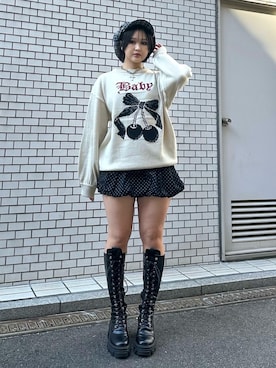 「アイテム（キャスケット）」を使った、YUMIさん（レディース・154cm）の秋コーディネート