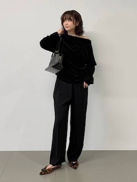 「BABYLONE（バビロン）の【HENRI EN VARGO】レオパードフラット（パンプス、ブラウン系）」を使った、namikaさん（レディース・158cm）の秋コーディネート