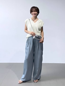 「アイテム（ニット/セーター）」を使った、namikaさん（レディース・158cm・30代）の夏コーディネート