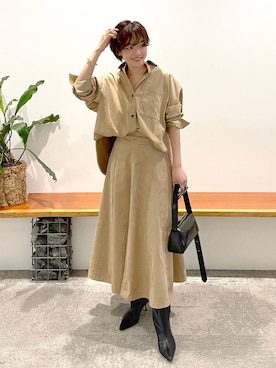「ロングスカート」｜「アイテム（シャツ/ブラウス）」を使った、namikaさん（レディース・158cm・30代）の夏コーディネート