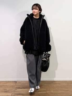 「アイテム（サンダル）」を使った、namikaさん（レディース・158cm・30代）の冬コーディネート