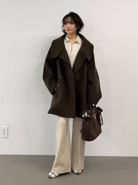 「アイテム（ピーコート）」を使った、namikaさん（レディース・158cm）の秋コーディネート