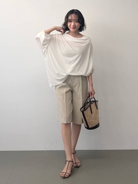 「BABYLONE（バビロン）の2ストラップサンダル（サンダル、ベージュ系）」を使った、namikaさん（レディース・158cm）の春コーディネート