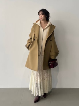 「アイテム（ピーコート）」を使った、namikaさん（レディース・158cm）の秋コーディネート