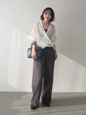 「CORSO ROMA，9（コルソローマ）の【CORSO ROMA 9】チュールパンプス（パンプス、ブラック系）」を使った、namikaさん（レディース・158cm）の春コーディネート