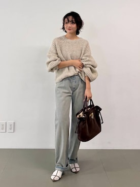 「BABYLONE（バビロン）のカラーネップニット（ニット/セーター）」を使った、namikaさん（レディース・158cm）の秋コーディネート