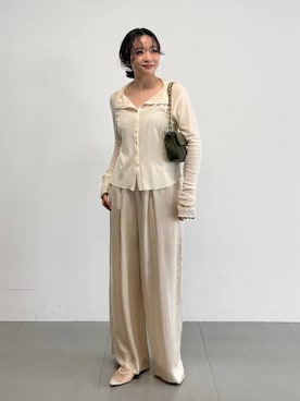 「BABYLONE（バビロン）のキュプライージーパンツ（その他パンツ、ベージュ系）」を使った、namikaさん（レディース・158cm）の夏コーディネート