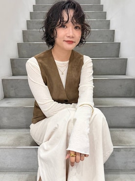「アイテム（カーディガン/ボレロ）」を使った、namikaさん（レディース・158cm・30代）の秋コーディネート