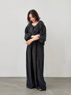 「BABYLONE（バビロン）のカットワーク刺繍ブラウス（シャツ/ブラウス、ブラック系）」を使った、namikaさん（レディース・158cm）の夏コーディネート