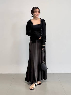 「BABYLONE（バビロン）のWASHフライスマーメイドスカート（スカート、グレー系）」を使った、namikaさん（レディース・158cm）の夏コーディネート