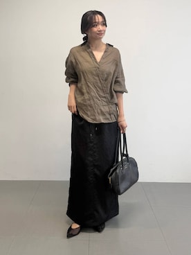 「CORSO ROMA，9（コルソローマ）の【CORSO ROMA 9】チュールパンプス（パンプス、ブラック系）」を使った、namikaさん（レディース・158cm）の春コーディネート