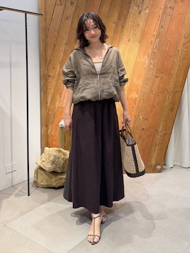 「BABYLONE（バビロン）の2ストラップサンダル（サンダル、ベージュ系）」を使った、namikaさん（レディース・158cm）の春コーディネート