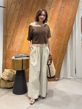 「BABYLONE（バビロン）の2ストラップサンダル（サンダル、ベージュ系）」を使った、namikaさん（レディース・158cm）の春コーディネート