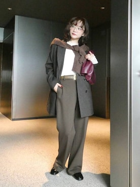 「BABYLONE（バビロン）のラッセルレースプルオーバー（Tシャツ/カットソー、ホワイト系）」を使った、namikaさん（レディース・158cm）の秋コーディネート