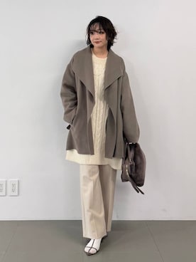 「アイテム（ピーコート）」を使った、namikaさん（レディース・158cm）の秋コーディネート