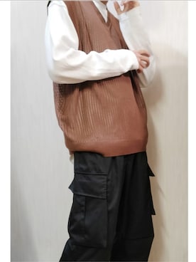 「アイテム（ベスト）」を使った、りょーさん（メンズ・173cm）の春コーディネート