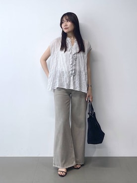 「BARNYARDSTORM（バンヤードストーム）のBARNYARDSTORM / メッシュトートBAG（トートバッグ、ブラック系）」を使った、kyokaさん（レディース）の夏コーディネート
