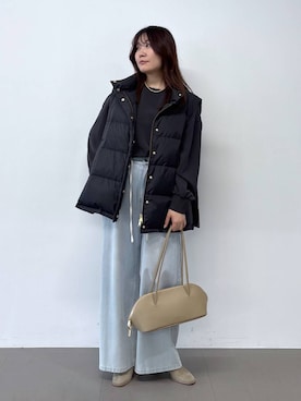 「アイテム（ダウンベスト）」を使った、kyokaさん（レディース・162cm）の秋コーディネート