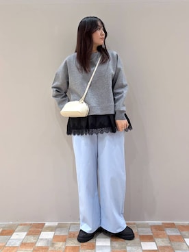 「BARNYARDSTORM（バンヤードストーム）のBARNYARDSTORM / ウォームツイルストレッチワイドパンツ / ハンドウォッシャブル【吸湿発熱】（その他パンツ）」を使った、kyokaさん（レディース・162cm）の秋コーディネート