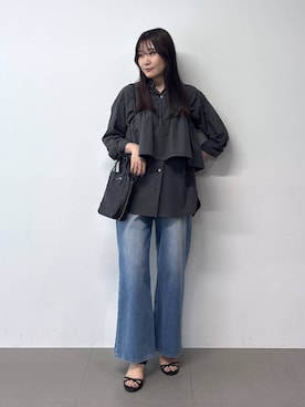 「Beau're（ヴュレ）のBARNYARDSTORM / Beau're(ヴュレ)別注 / レザーショルダーBAG（ショルダーバッグ、ブラック系）」を使った、kyokaさん（レディース）の夏コーディネート